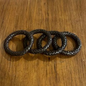 Polo Ralph Lauren Home set of 4 leather braided napkin rings brown vintage